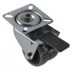 2 x 50mm 60Kg Rubber Swivel and Braked Castor on Pl